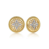 14K Gold Mother of Pearl with Diamond Accent Stud Earrings